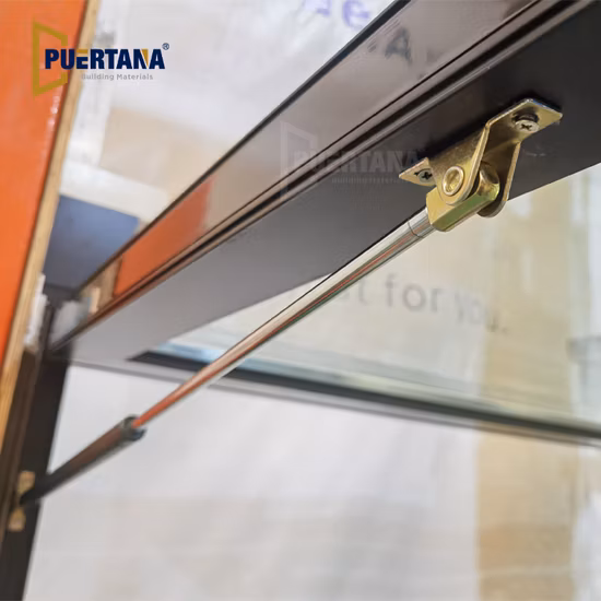Puntone a gas in alluminio a taglio termico passante attraverso le finestre Finestra per tenda ribaltabile in alluminio con cerniera superiore per bar della cucina